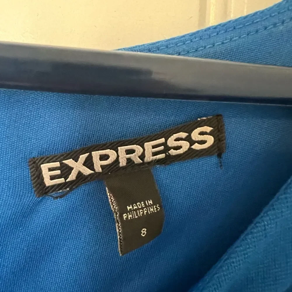 Express Blue Peplum Bodycon Dress Women’s Size 8 Knee Length Workwear